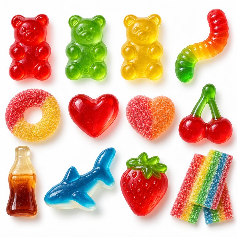 colorful gummy candy elements