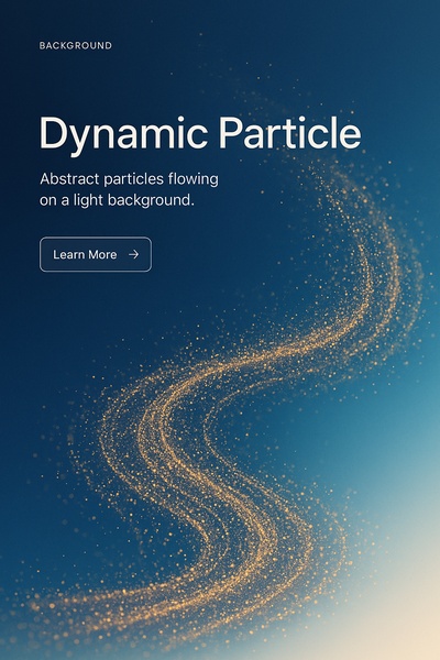 Dynamic Gold Particles Flowing on Blue Background