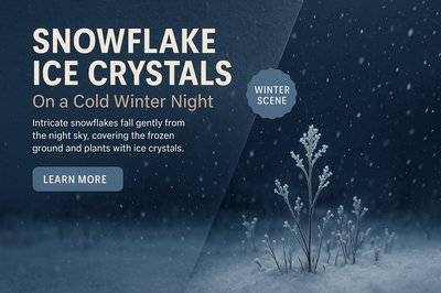 Snowflake Ice Crystals on a Cold Winter Night