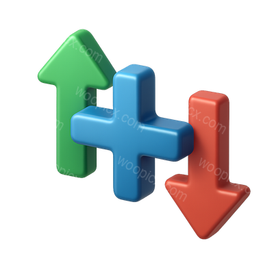 3D Arrows Icon Representing Movement Up and Down