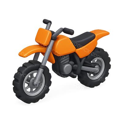 3D Motorcycle Toy Model in Bright Orange