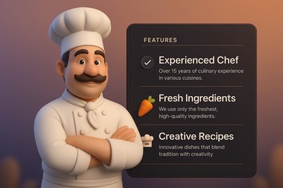 3D Chef Illustration with Culinary Features