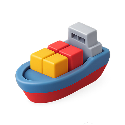 Colorful Toy Ship with Building Blocks