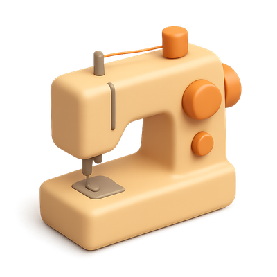 Stylish 3D Sewing Machine Icon with Volumetric Feel