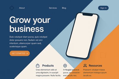 Modern Landing Page Design with Geometric Elements