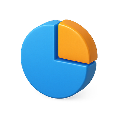3D Pie Chart Icon in Blue and Orange