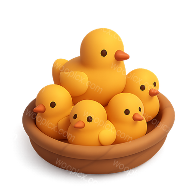Charming 3D Brood Icon with Ducklings