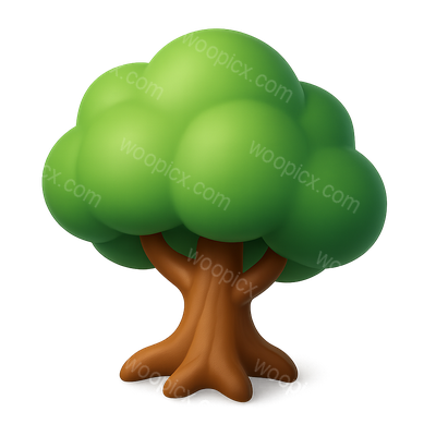 Stylized 3D Oak Tree Icon with Volumetric Effect