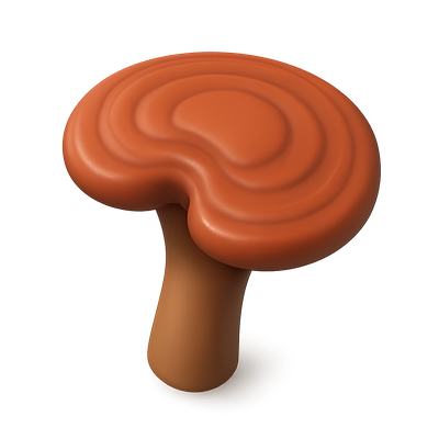 3D Isometric Reishi Mushroom Icon Design