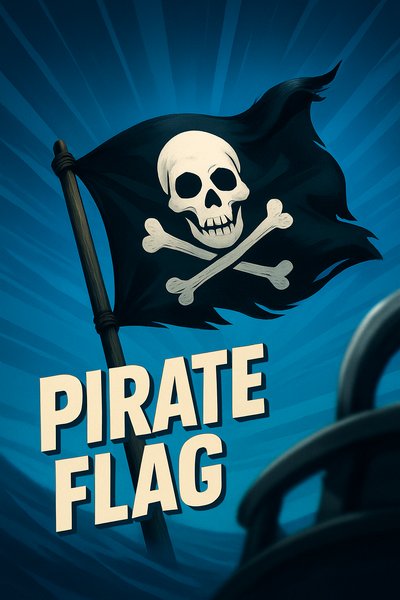 Dynamic Pirate Flag Illustration with Bold Text