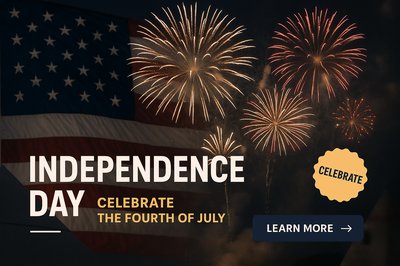 Celebratory Fireworks Over American Flag for Independence Day