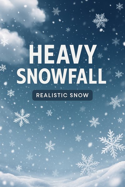 Realistic Heavy Snowfall Illustration with Snowflakes and Clouds