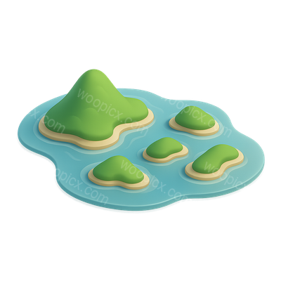 Stylized 3D Archipelago Icon on Transparent Background