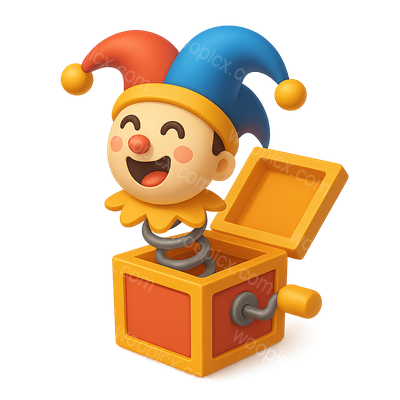 Cheerful 3D April Fool Icon with Jack-in-the-Box