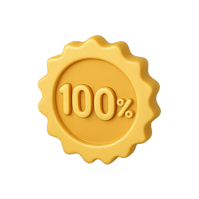 3D Golden Badge with 100 Percent Label