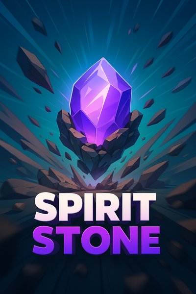 Dynamic Spirit Stone Illustration with Bold Typography