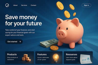 Dynamic Landing Page Design with 3D Piggy Bank Theme
