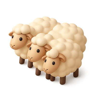 3D Woolly Sheep Icon in Isometric View