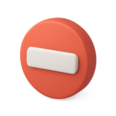 3D Rendered Circular Red Button with White Accent