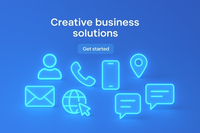 Innovative Business Solutions in Neon Blue Design