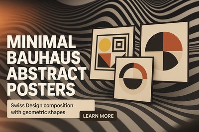 Minimalist Bauhaus Abstract Poster Design with Geometric Shapes