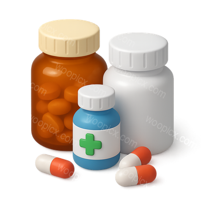 Stylized 3D Medicine Bottles and Capsules