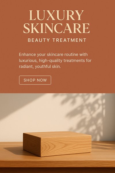 Elegant Skincare Promotional Graphic Featuring Product Display