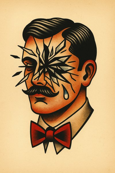 Tattoo Design Featuring Shattered Glass Effect on Portrait