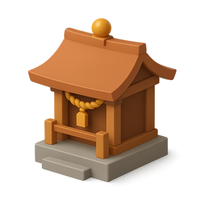 Stylized 3D Shrine Icon with Volumetric Design