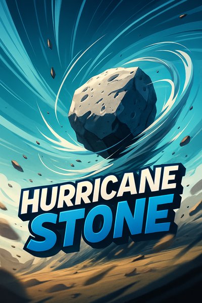 Dynamic Hurricane Stone Illustration with Bold Typography