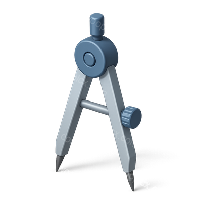 3D Compass Icon with Adjustable Legs in Isometric View