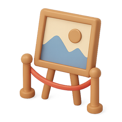 3D Illustration of a Framed Artwork Display