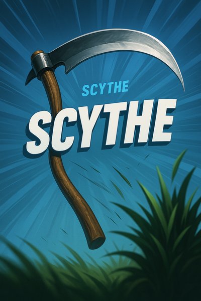 Dynamic Illustration of a Scythe Against a Gradient Background