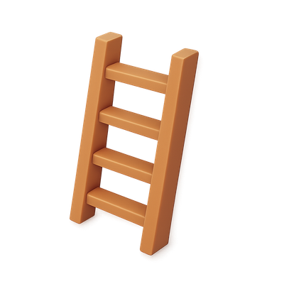 Stylish 3D Ladder Icon with Transparent Background