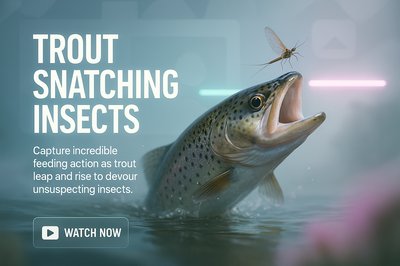 Dynamic Wildlife Photography Featuring Trout Feeding on Insects
