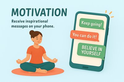 Illustration of Motivational Messaging Concept with Yoga and Mobile Phone