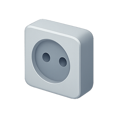 Minimalistic Electrical Outlet Icon in Soft Gray