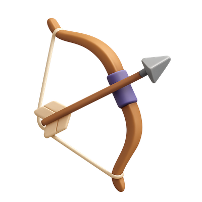 Stylized 3D Bow and Arrow Icon for Creative Projects
