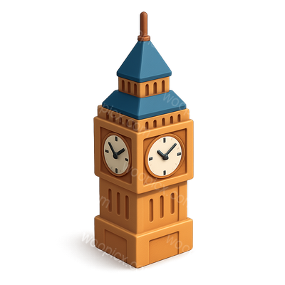 3D Icon Representation of Big Ben in Isometric View