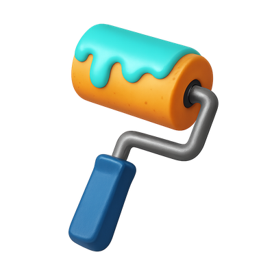 3D Aqueous Coating Roller Icon in Isometric View