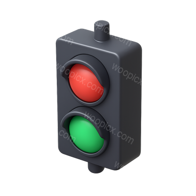 Stylish 3D Traffic Light Icon in Isometric View