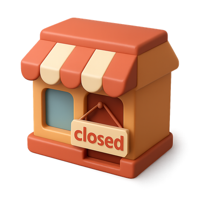 3D Closed Shop Icon with Isometric Design