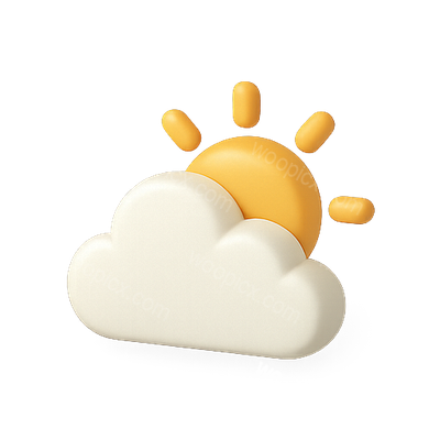 3D Icon of Sun and Cloud for Weather Representation