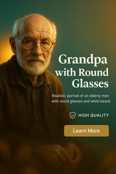 Realistic Portrait of an Elderly Man with Glasses