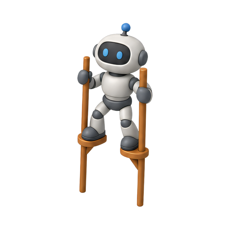 robot performer on stilts