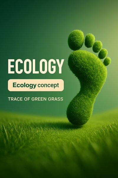 Ecology Concept with Green Grass Footprint Graphic