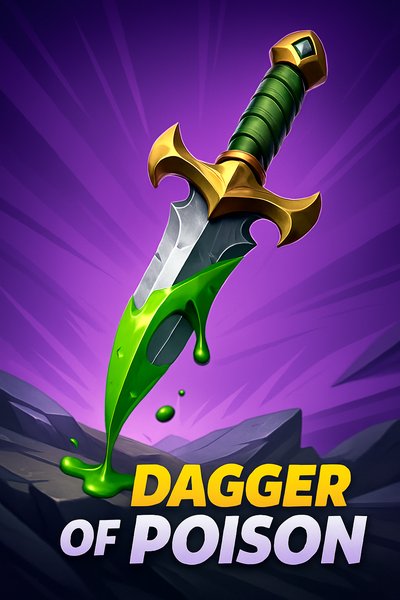 Dynamic Illustration of a Poison Dagger with Bold Title