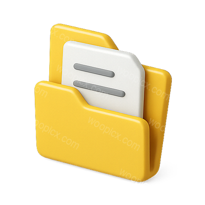 3D Icon of a Yellow Folder with Document