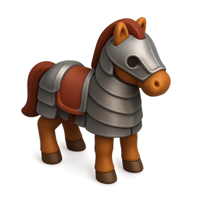 3D Icon of an Armored Horse in Isometric View