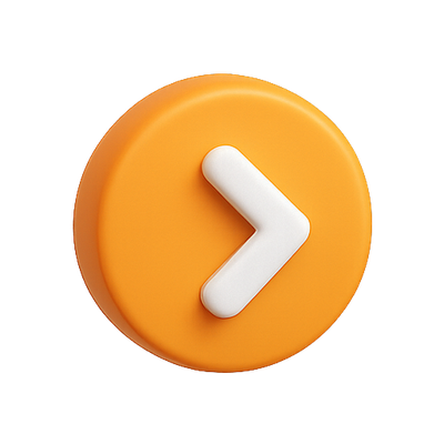 3D Orange Play Button Icon with White Arrow
